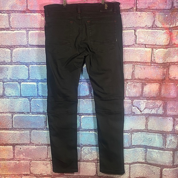 Makobi Men’s Jeans Denim 36x32 Black Flames Lightning Distressed Skinny Fit - Picture 5 of 12